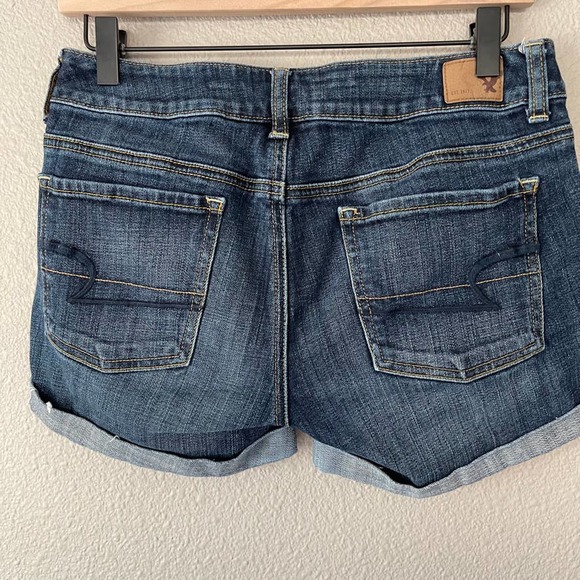 American Eagle Cuffed Dark Wash Womens Cotton Stretch 5 Pocket Shorts 6 - Picture 2 of 6